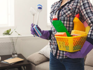 Woman using tips to having a cleaner home.